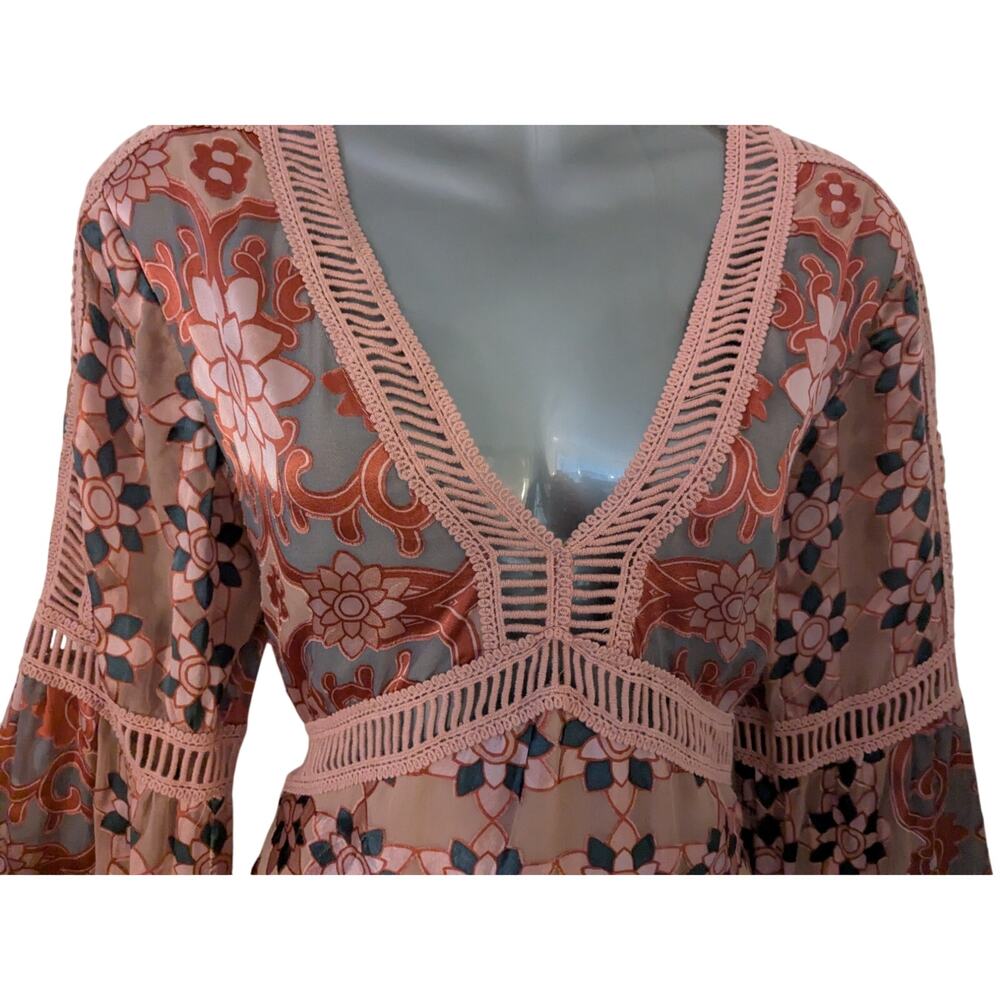 For Love & Lemons Sz M JULIET Bell Sleeve Mini Dress - Picture 5 of 9